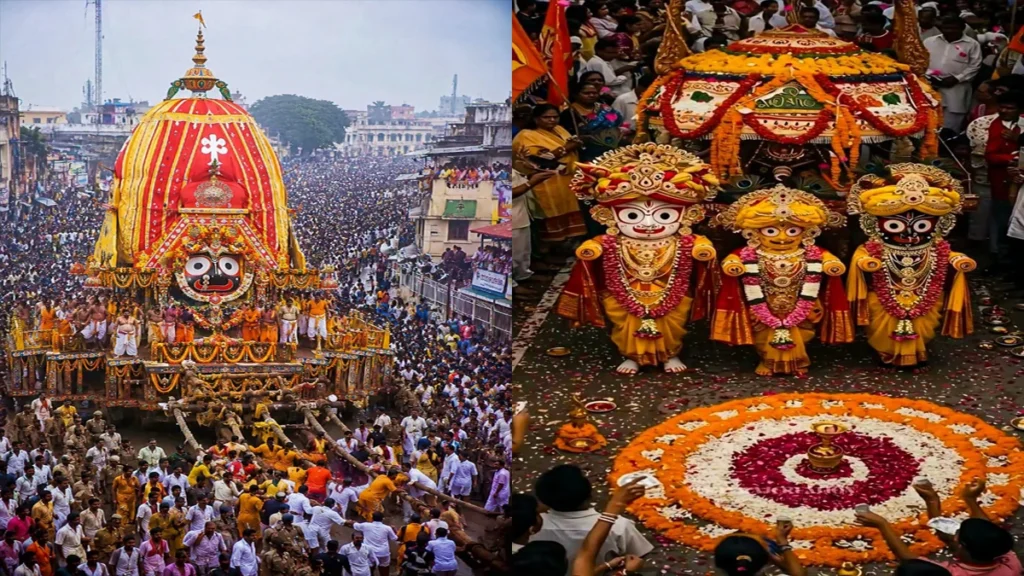 पुरी की भगवान जगन्नाथ रथ यात्रा आषाढ़ शुक्ल द्वितीया को आयोजित होने वाला विश्व प्रसिद्ध धार्मिक उत्सव है। भगवान जगन्नाथ, भाई बलभद्र और बहन सुभद्रा अलग-अलग रथों पर सवार होकर गुंडिचा मंदिर जाते हैं। इस यात्रा में लाखों श्रद्धालु शामिल होते हैं और रथ की रस्सी खींचना मोक्षदायक माना जाता है।