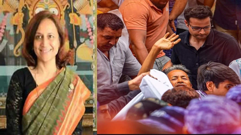 दिल्ली के जंतर-मंतर पर अनशन के दौरान पर्यावरण कार्यकर्ता सोनम वांगचुक की फाइल फोटो और उनकी पत्नी