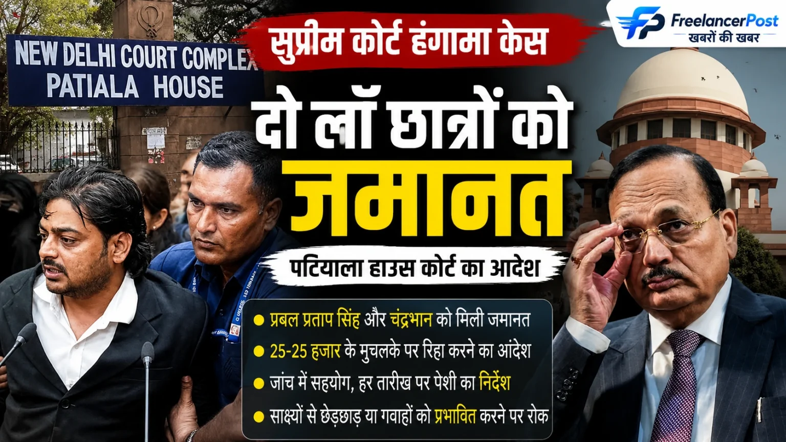 पटियाला हाउस कोर्ट से सुप्रीम कोर्ट हंगामा मामले में दो लॉ छात्रों को जमानत