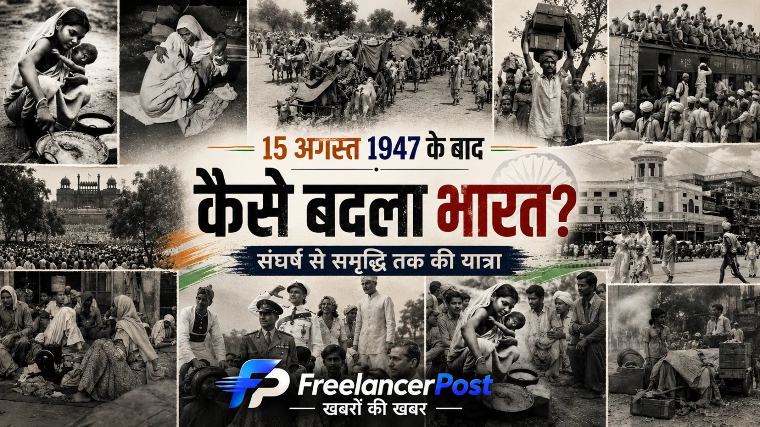 15 अगस्त 1947 के बाद भारत में हुए बदलाव और विभाजन की ऐतिहासिक तस्वीरों का कोलाज