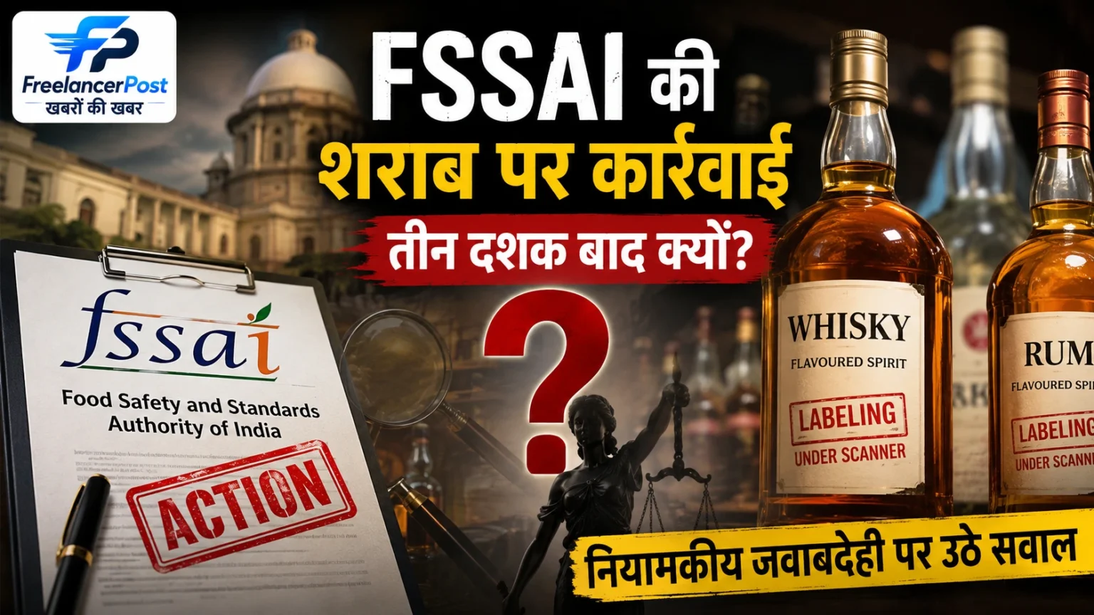 बोतल में व्हिस्की, FSSAI की खा़ामोशी। FSSAI की व्हिस्की और रम उत्पादों पर कार्रवाई और नियामकीय जवाबदेही