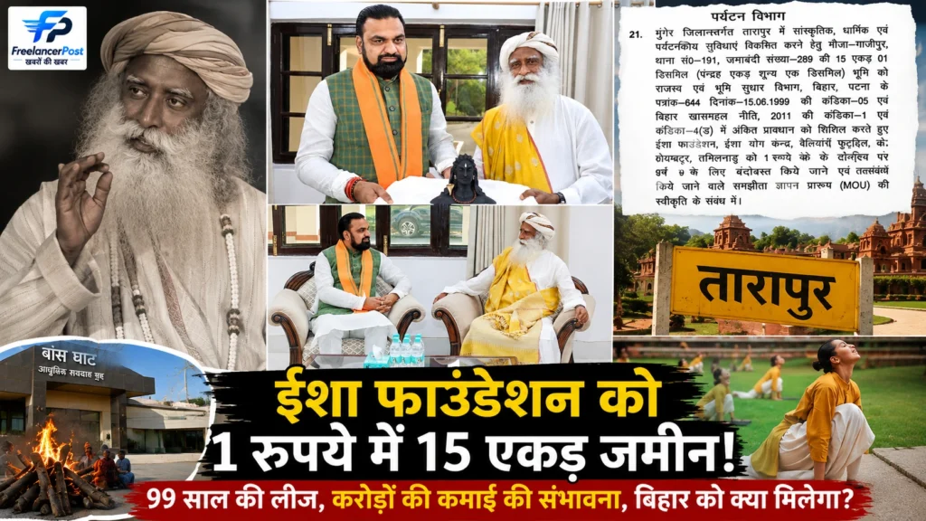 ईशा फाउंडेशन को 1 रुपये में 15 एकड़ जमीन, ईशा फाउंडेशन को 1 रुपये सालाना में 15.01 एकड़ जमीन देने पर सवाल