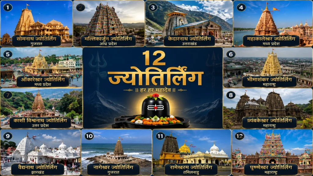 12 Jyotirlinga: भगवान शिव के 12 ज्योतिर्लिंगों का कोलाज