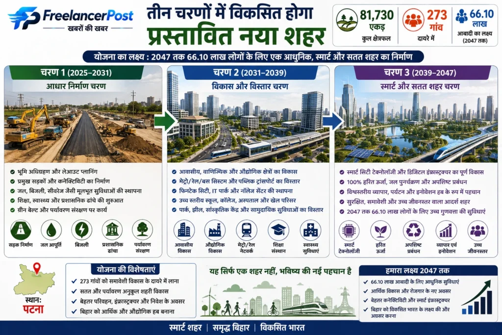 Development Plan में यह भी कहा गया है कि Special Area में जहां Patna Master Plan-2031 और नए Township Development Plan के बीच अंतर होगा, वहां Patliputra Greenfield Satellite Township Development Plan-2047 को प्राथमिकता मिलेगी