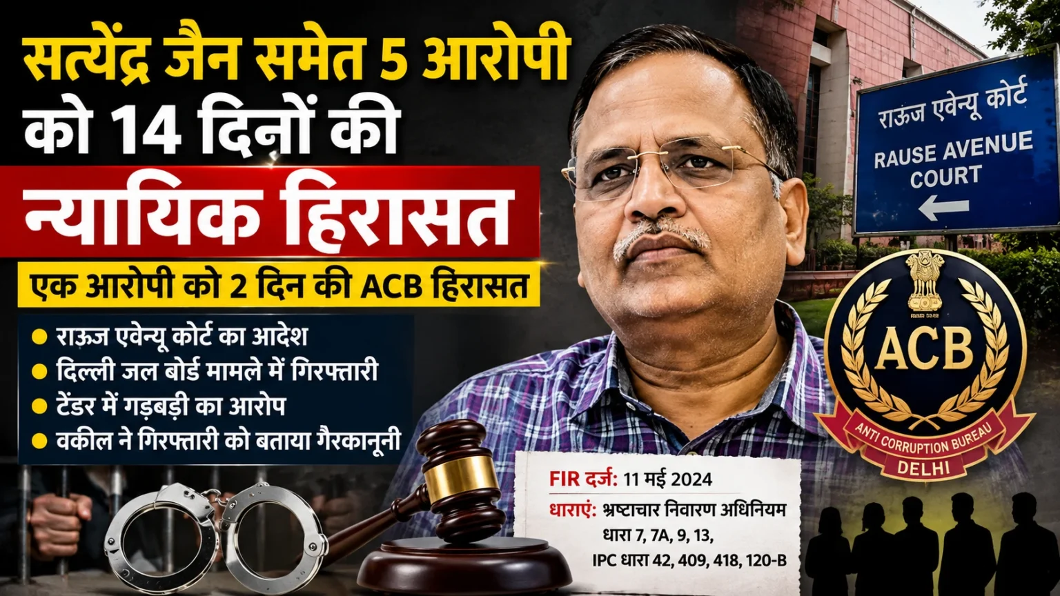 सत्येंद्र जैन को ACB मामले में न्यायिक हिरासत