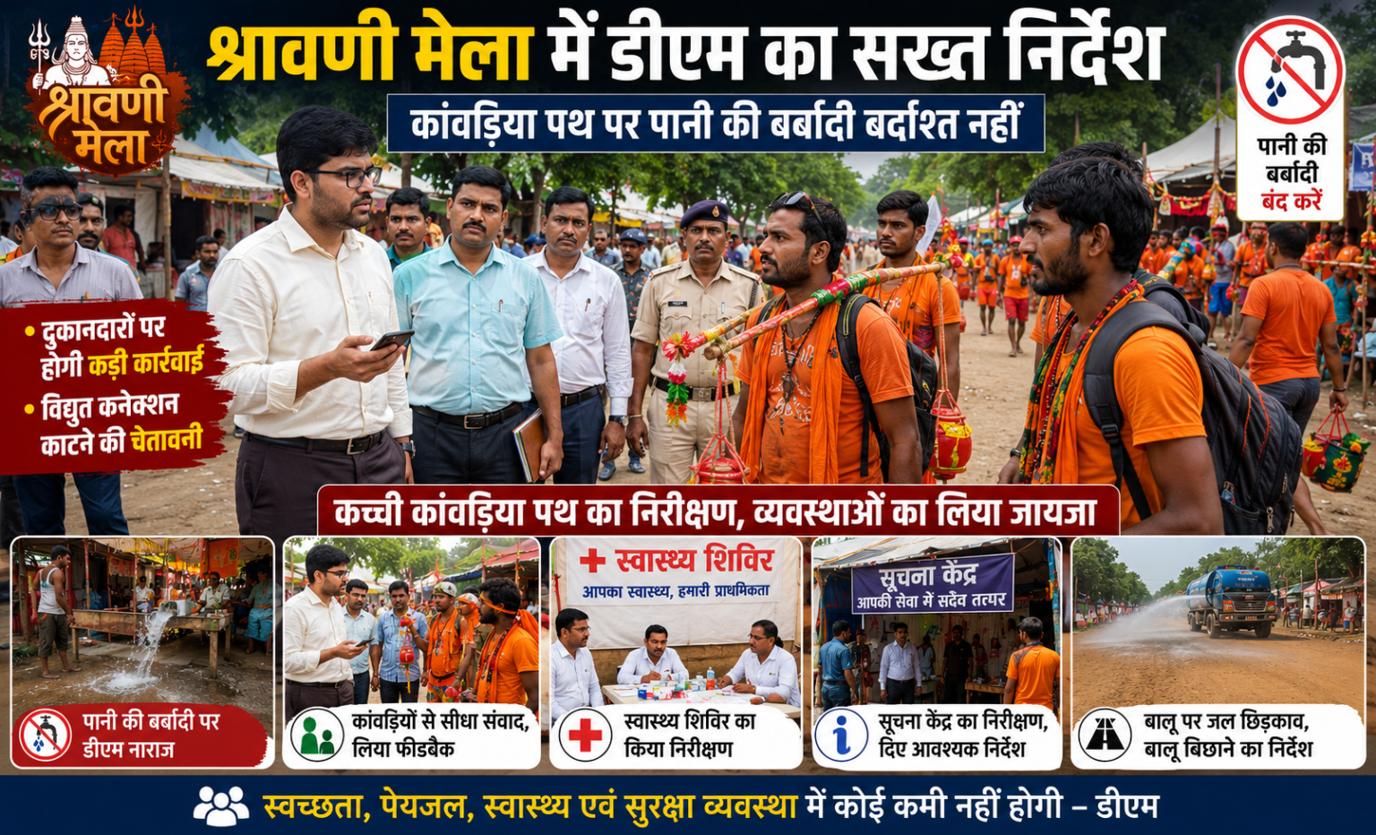 श्रावणी मेला के दौरान कच्ची कांवरिया पथ का निरीक्षण करते मुंगेर डीएम