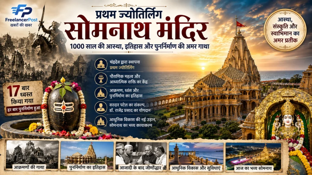 सोमनाथ प्रथम ज्योतिर्लिंग माना जाता है, इसका निर्माण चंद्रदेव ने कराया था