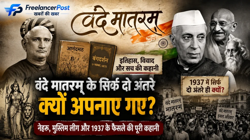 वंदे मातरम् को लेकर कांग्रेस और BJP के बीच जारी राजनीतिक विवाद, 1937 के कांग्रेस फैसले और 2026 के नए कानून पर आधारित रिपोर्ट।