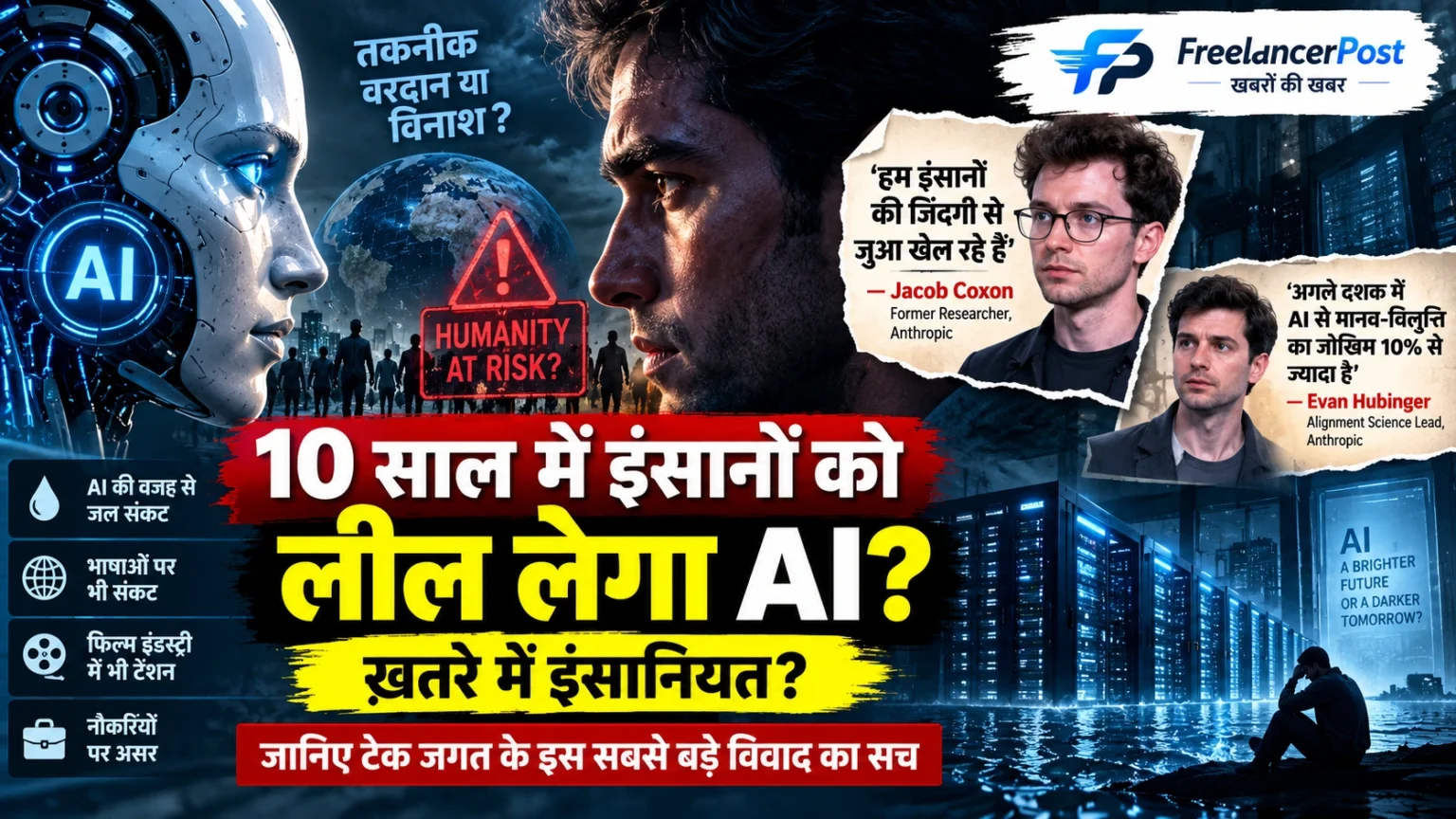 जैकब कॉक्सन : AI से इंसानों के अस्तित्व पर खतरे की प्रतीकात्मक तस्वीर
