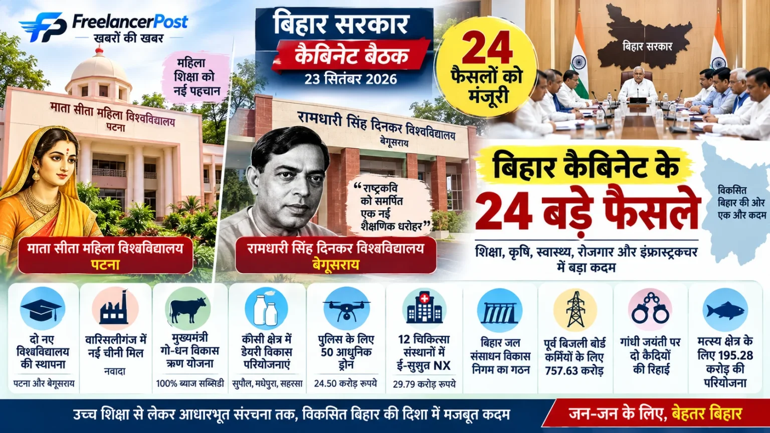 पटना में माता सीता महिला विश्वविद्यालय और बेगूसराय में दिनकर विश्वविद्यालय की मंजूरी