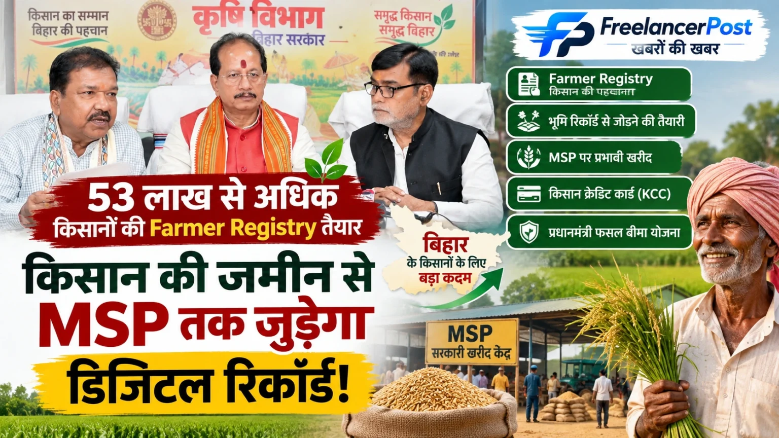 बिहार में 53 लाख किसानों की Farmer Registry और MSP खरीद व्यवस्था