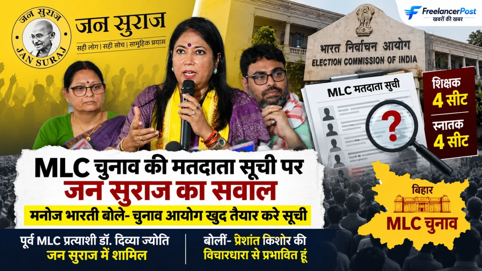 बिहार MLC चुनाव मतदाता सूची पर जन सुराज के प्रदेश अध्यक्ष मनोज भारती