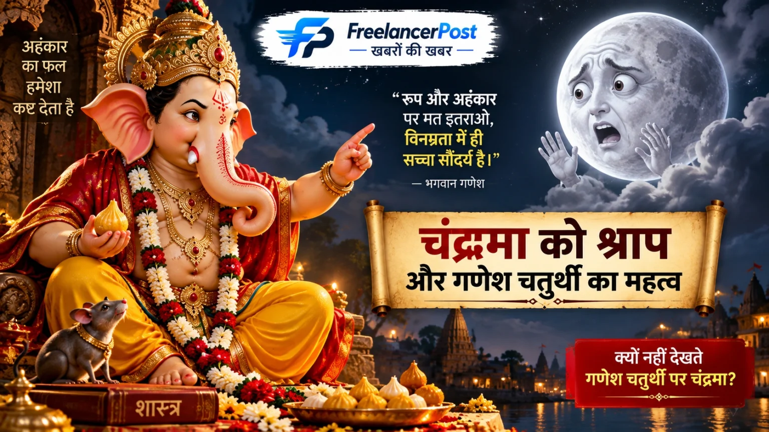 गणेश चतुर्थी पर चंद्र-दर्शन और दोष निवारण के धार्मिक उपाय