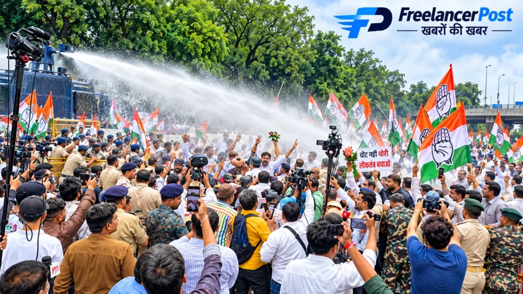 विरोध मार्च को संबोधित करते हुए बिहार प्रदेश कांग्रेस अध्यक्ष राजेश राम ने मुख्य चुनाव आयुक्त ज्ञानेश कुमार पर गंभीर आरोप लगाए। 
