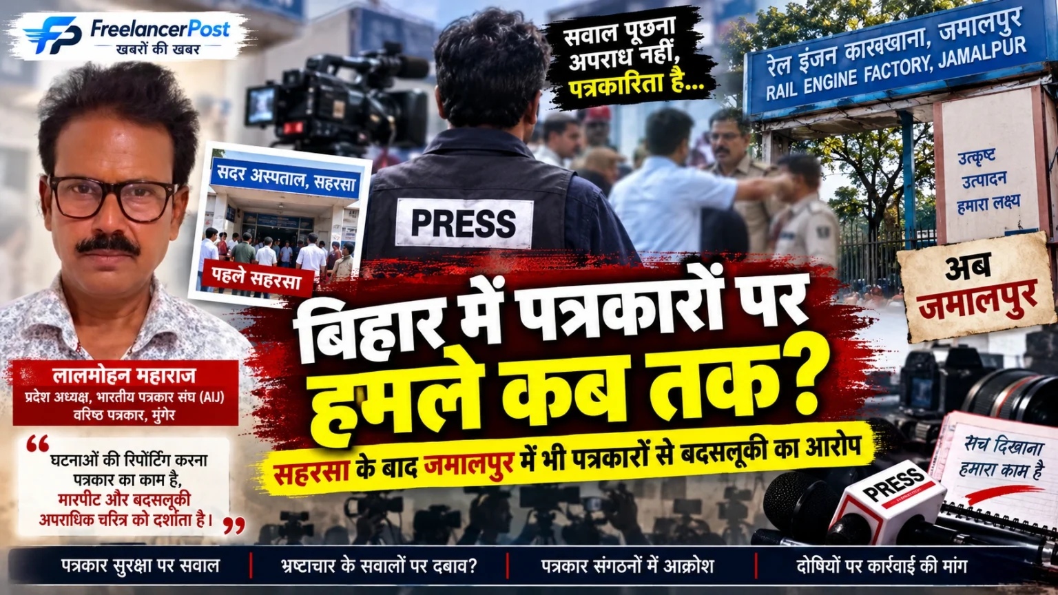 जमालपुर में पत्रकारों से कथित बदसलूकी के बाद पत्रकार सुरक्षा का मुद्दा