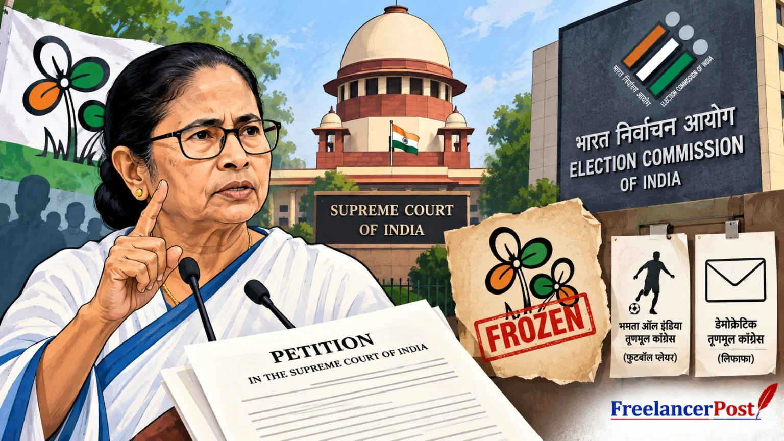 ममता बनर्जी ने TMC के नाम और चुनाव चिह्न पर EC के फैसले को सुप्रीम कोर्ट में चुनौती दी