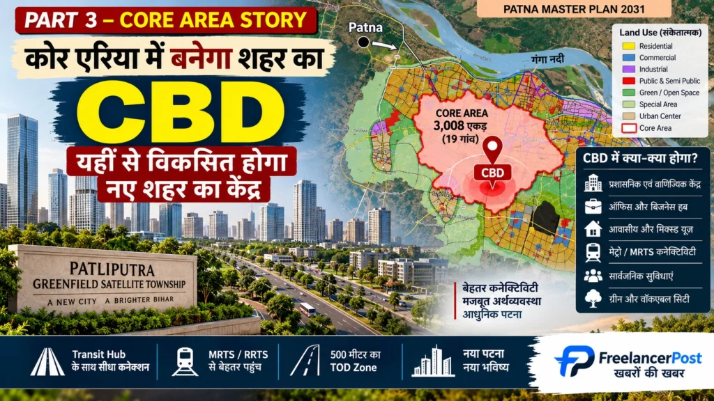 इसका सेंट्रल बिजनेस डिस्ट्रिक्ट यानी CBD कोर एरिया के भीतर और उसके आसपास विकसित करने का प्रस्ताव है
