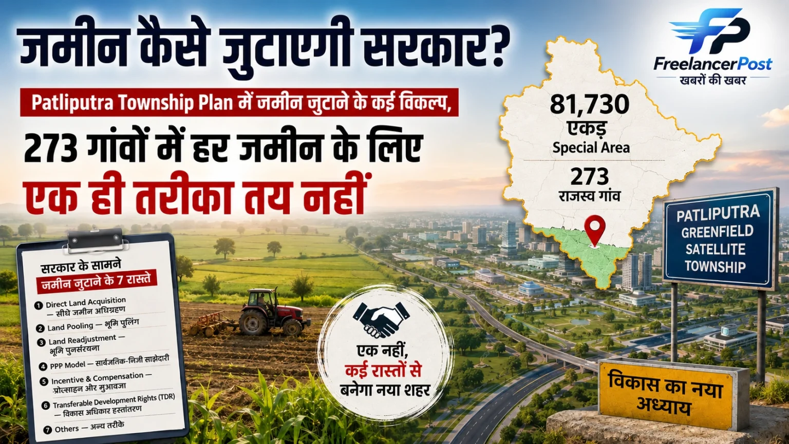 Patliputra Greenfield Satellite Township के लिए 81,730 एकड़ जमीन और Land Pooling का प्रस्ताव