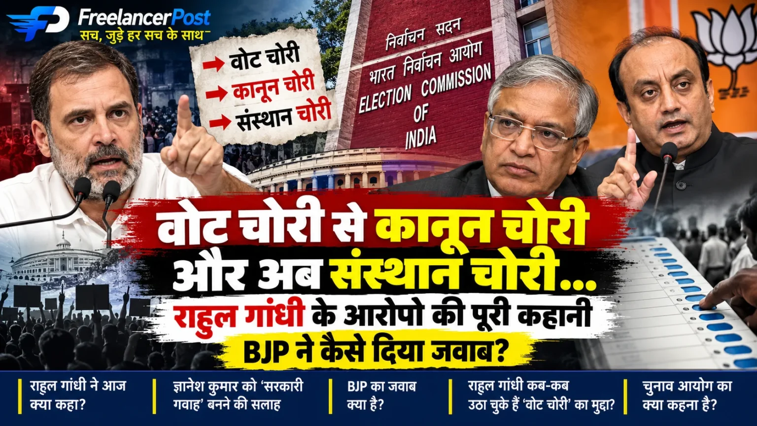 राहुल गांधी की वोट चोरी पर प्रेस कॉन्फ्रेंस और चुनाव आयोग को लेकर BJP का जवाब