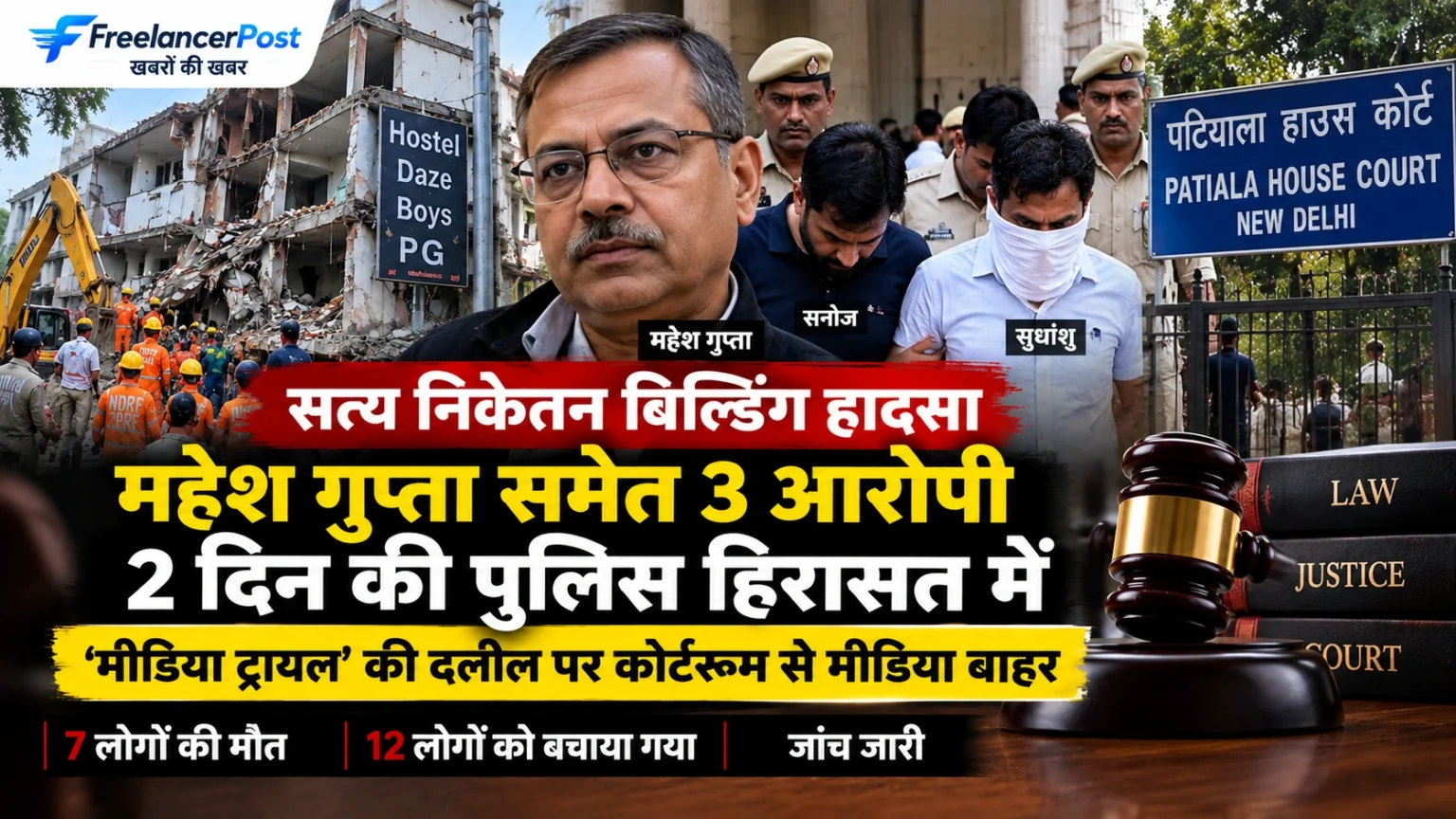 सत्य निकेतन बिल्डिंग हादसे में महेश गुप्ता और दो आरोपियों की कोर्ट में पेशी