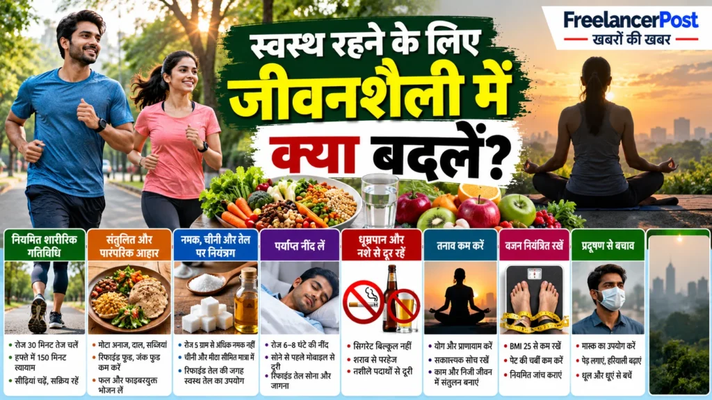 स्वस्थ रहने के लिए खानपान, व्यायाम, नींद और तनाव प्रबंधन