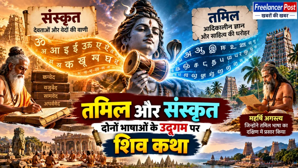 पौराणिक मान्यताओं के अनुसार, तमिल और संस्कृत दोनों भाषाओं का उद्गम सीधे भगवान शिव के दिव्य स्वरूप से जुड़ा है